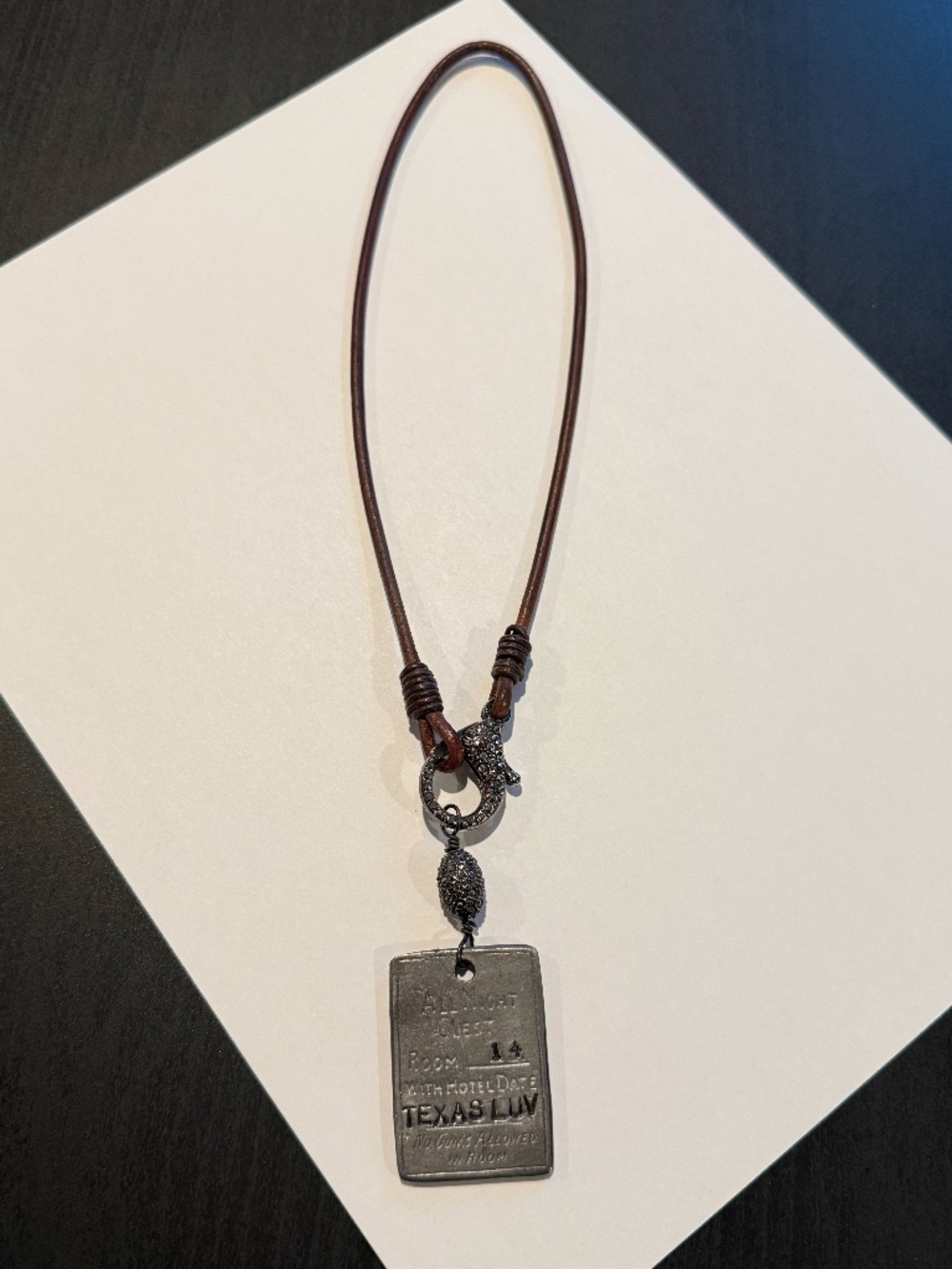 Paula Carvalho Vintage Brothel Room Key Tag Pendant Necklace